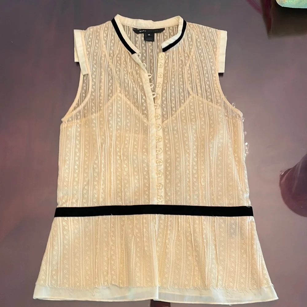 Marc Jacobs Vintage Lace shirt with black velvet trim - Picture 1 of 12
